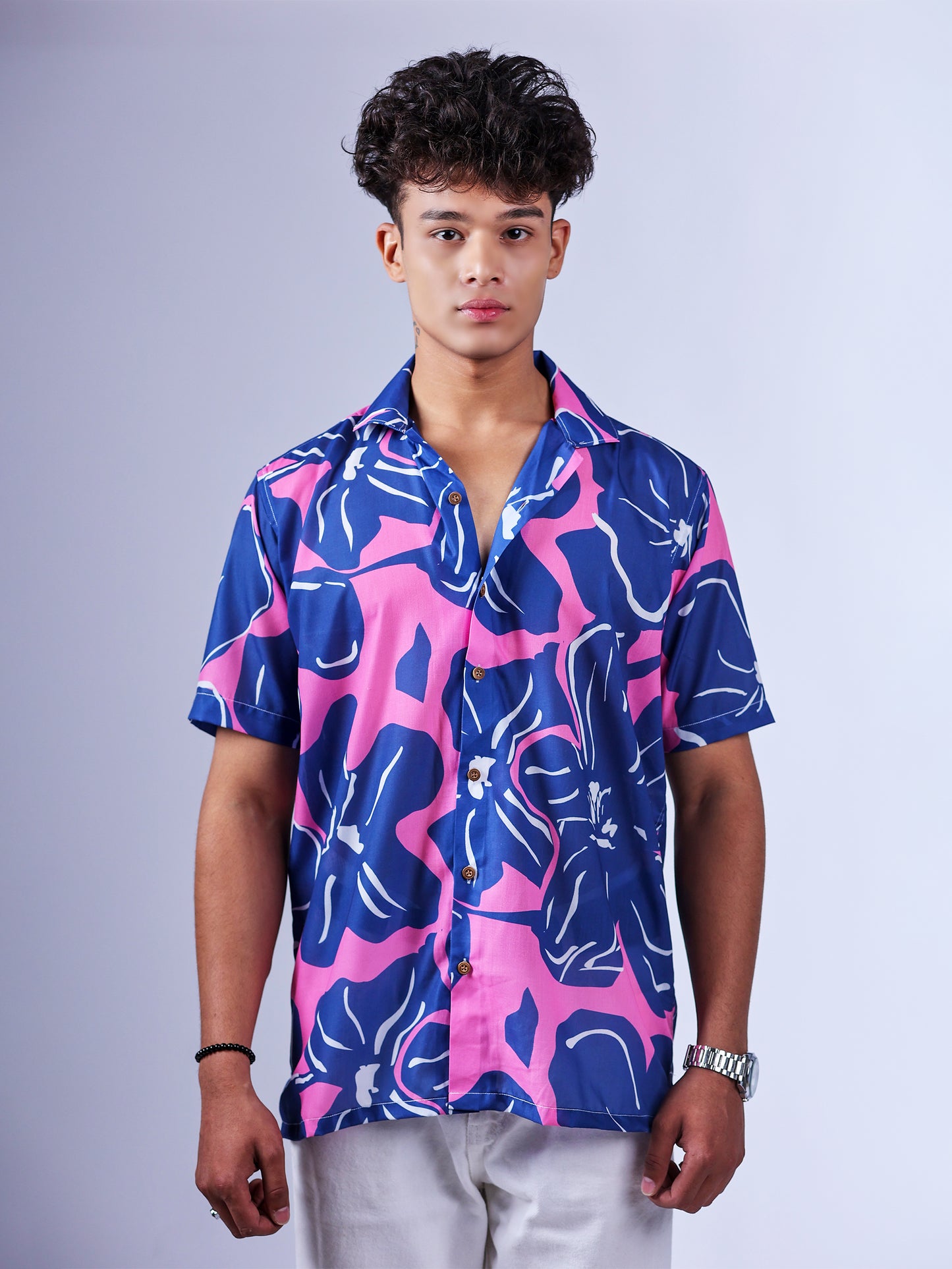 Orchid-Blue Leafy Shirt