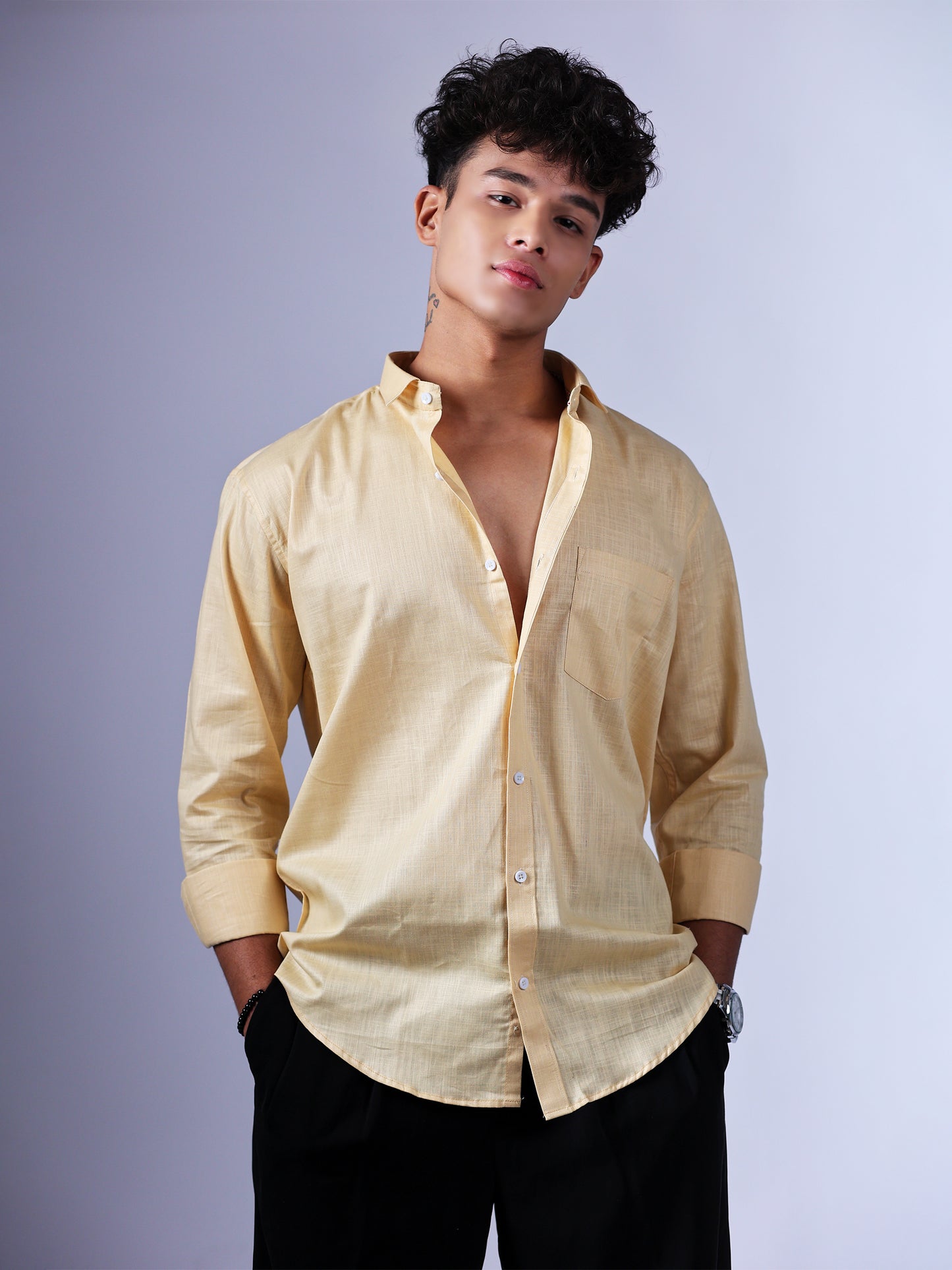 Light Yellow Linen Shirt