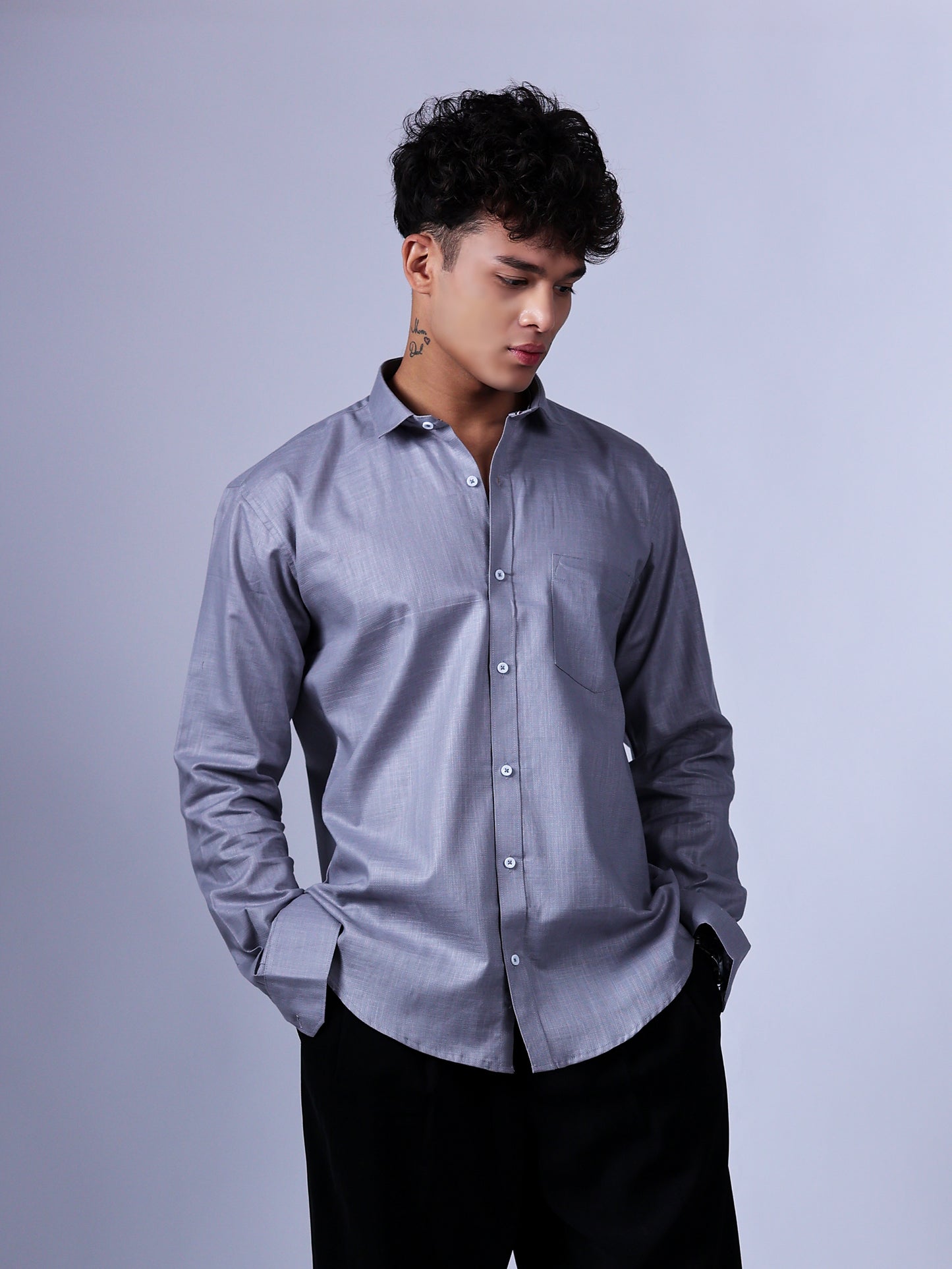 Fossil Grey Linen Shirt