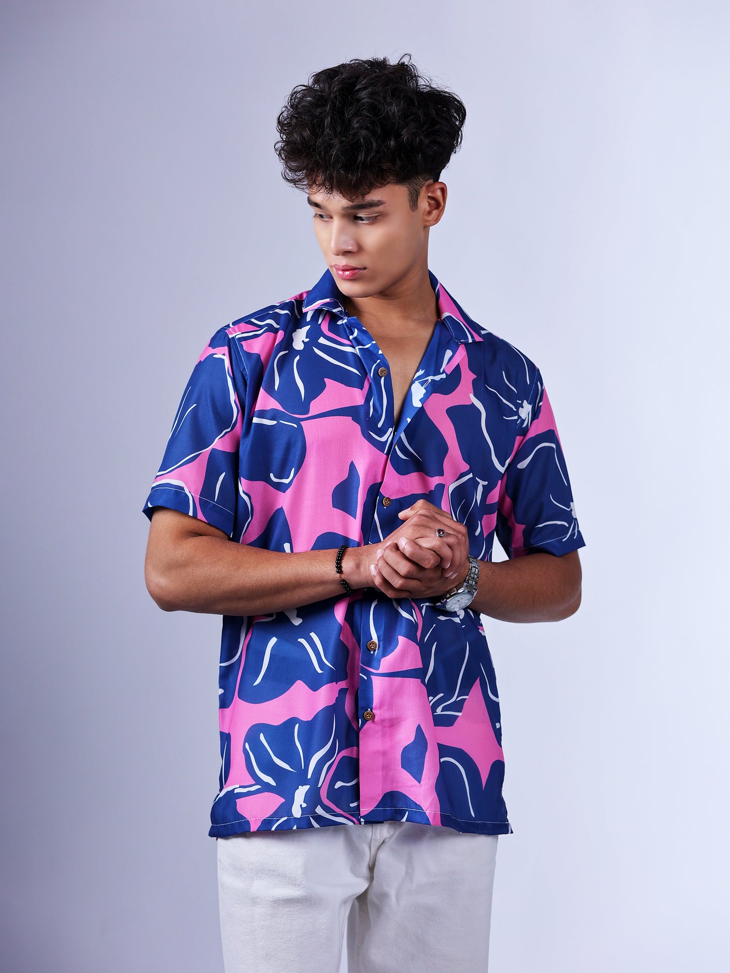 Orchid-Blue Leafy Shirt