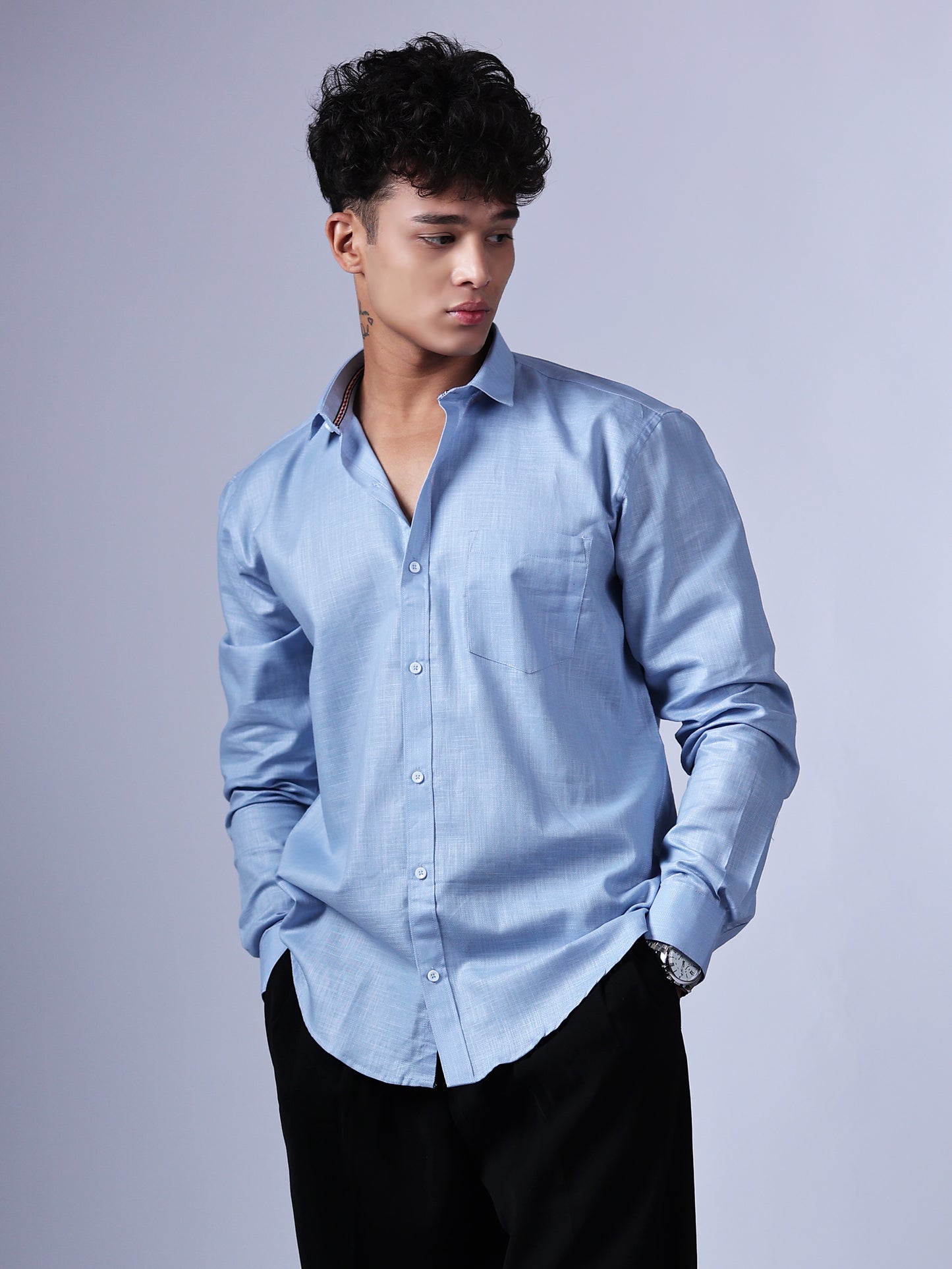 Sky Blue Linen Shirt