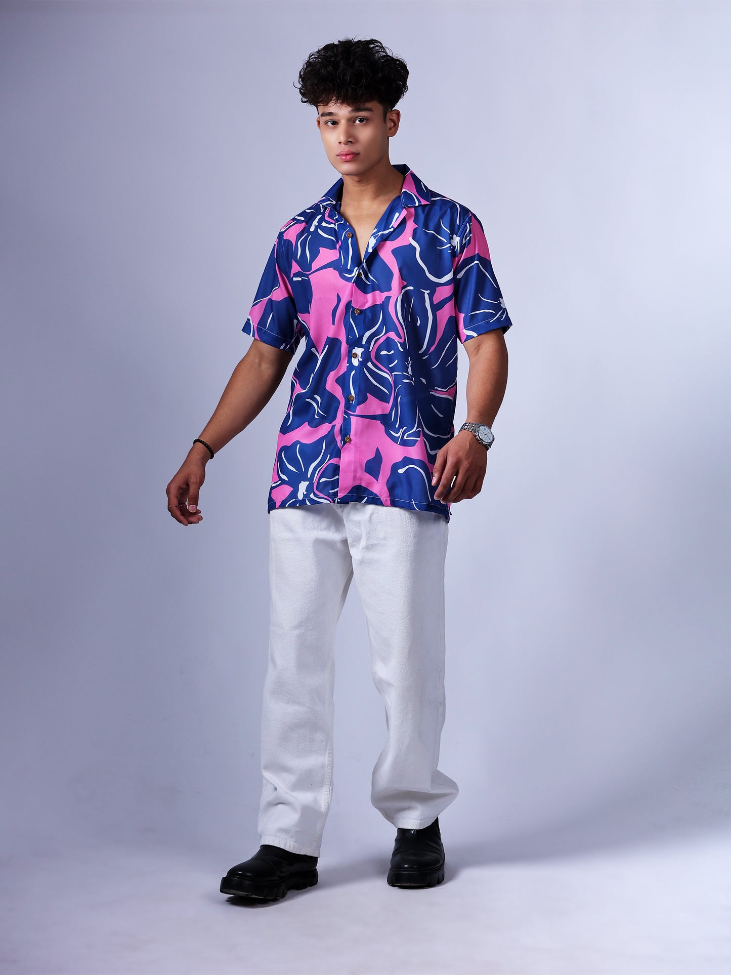 Orchid-Blue Leafy Shirt