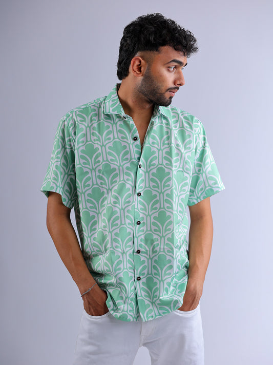 Green Antique Print Shirt