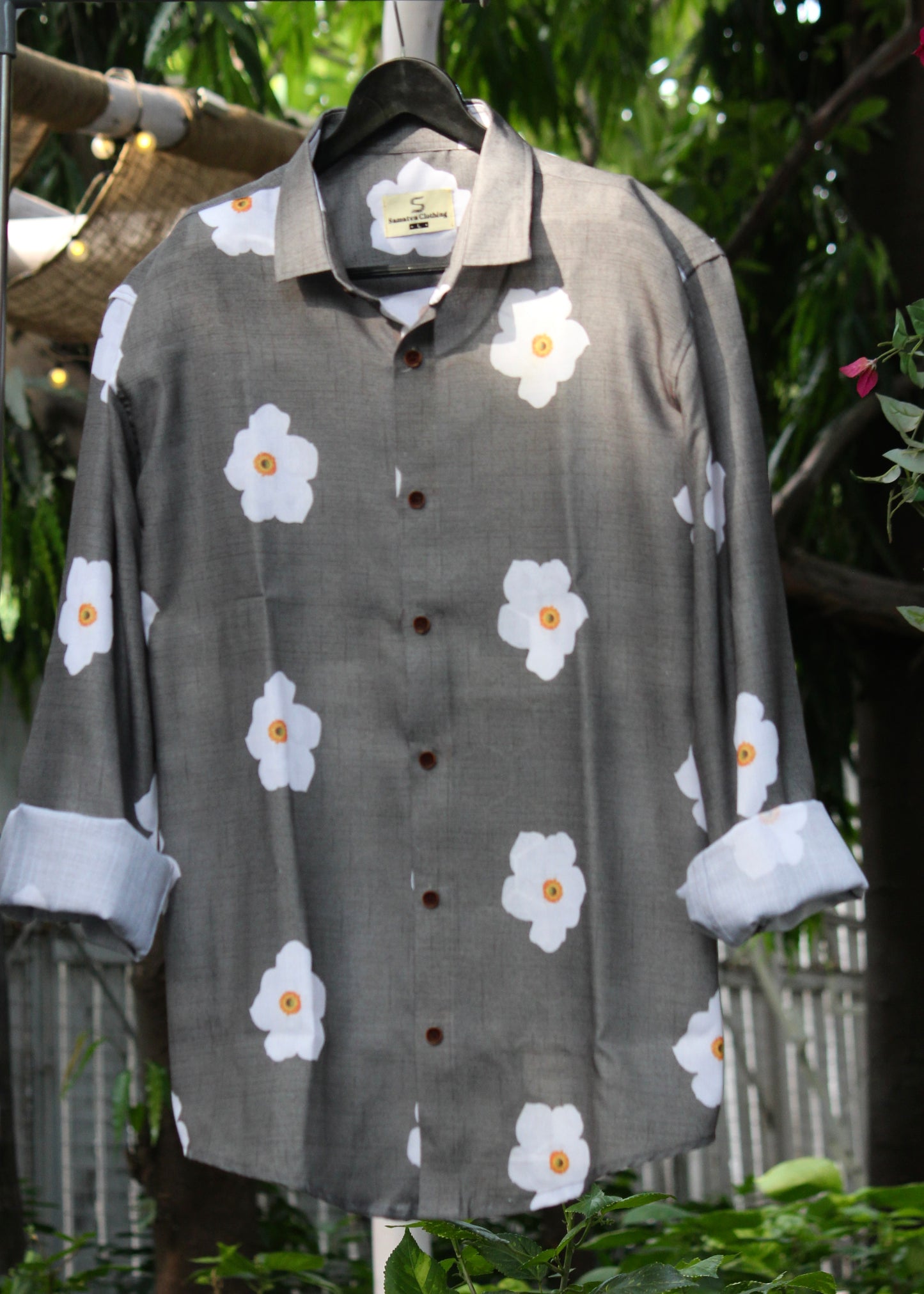 Raw Grey Floral Shirt