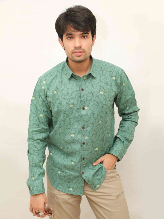 Sage Green Minimal Print Shirt