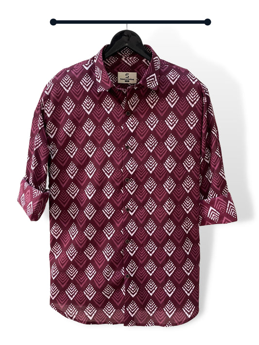 Maroon Textured Print Shirt