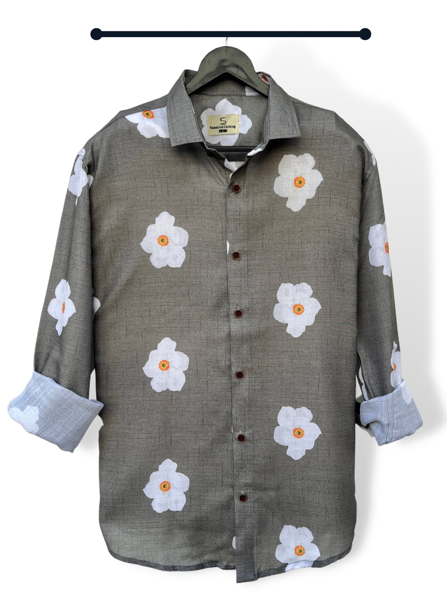 Raw Grey Floral Shirt