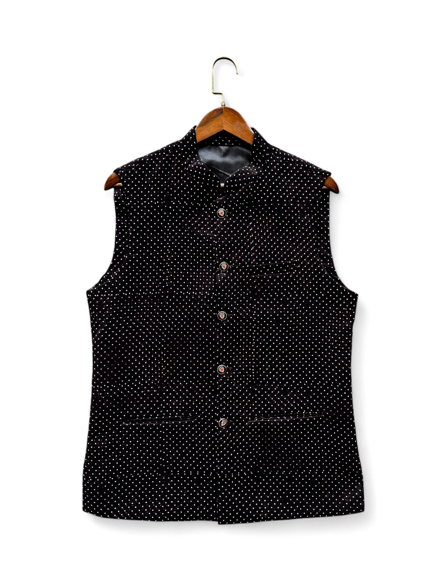 Black freckles Nehru jacket