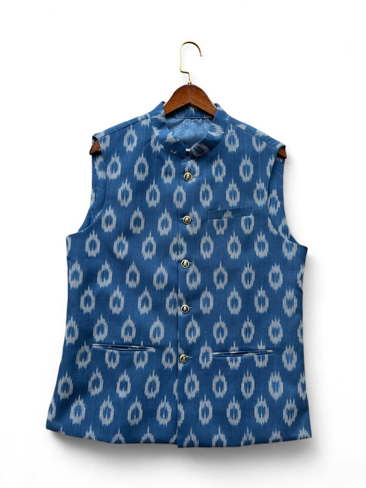 Blue motif Nehru jacket