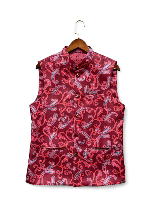 Red indigenous Nehru jacket