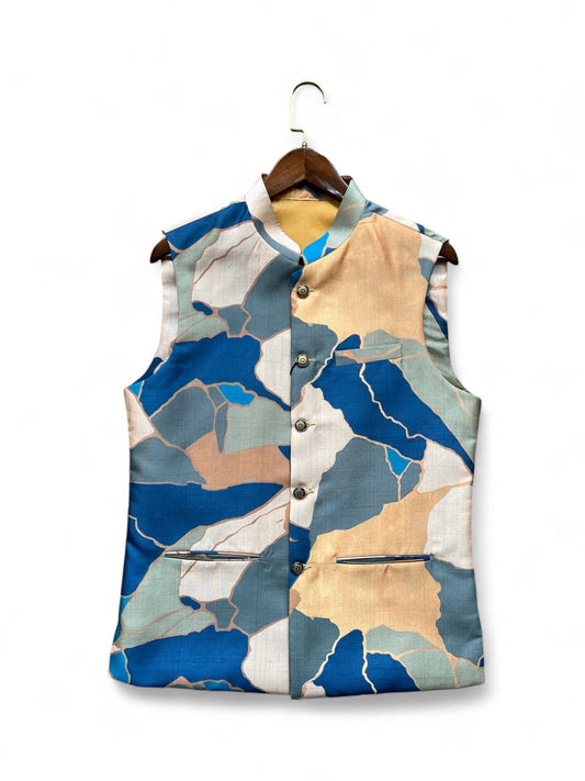 Multi color abstract Nehru jacket